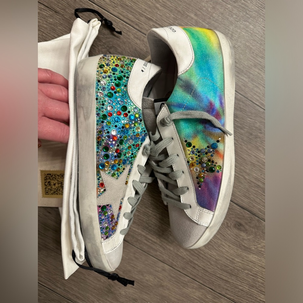NWT size 39 Tie Dye embellished Golden Goose Superstars